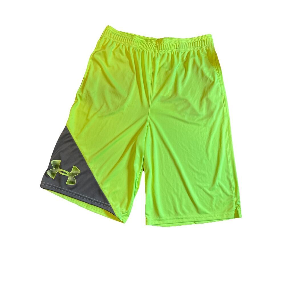 Under Armour Youth Boys Shorts Heat Gear Neon Yellow size YXL